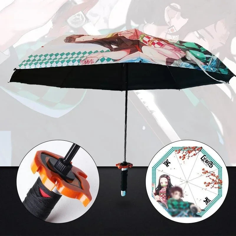 Demon Slayer Katana Umbrella - Guarda-Chuva Kimetsu no Yaiba, Zoro | Proteção Solar e Chuva