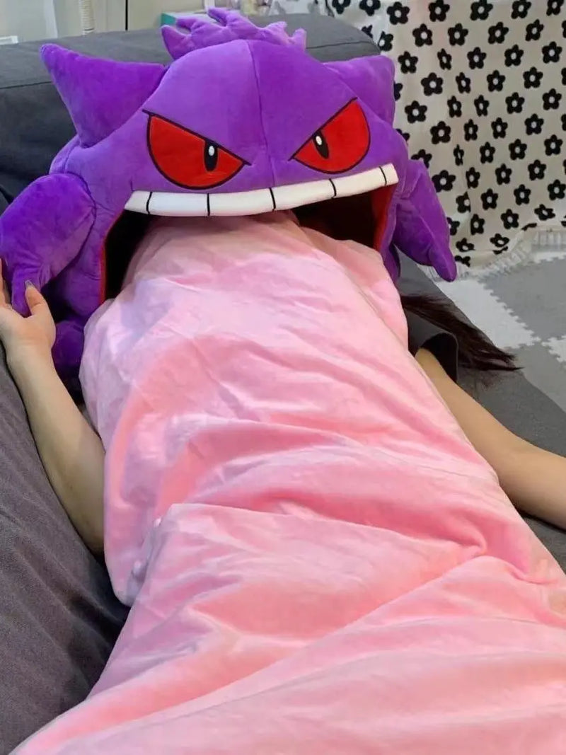 Almofada Gengar com Cobertor - Pelúcia Confortável 2 em 1