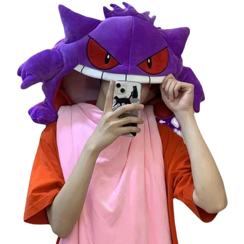 Almofada Gengar com Cobertor - Pelúcia Confortável 2 em 1