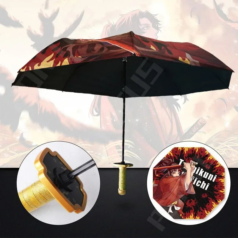 Demon Slayer Katana Umbrella - Guarda-Chuva Kimetsu no Yaiba, Zoro | Proteção Solar e Chuva