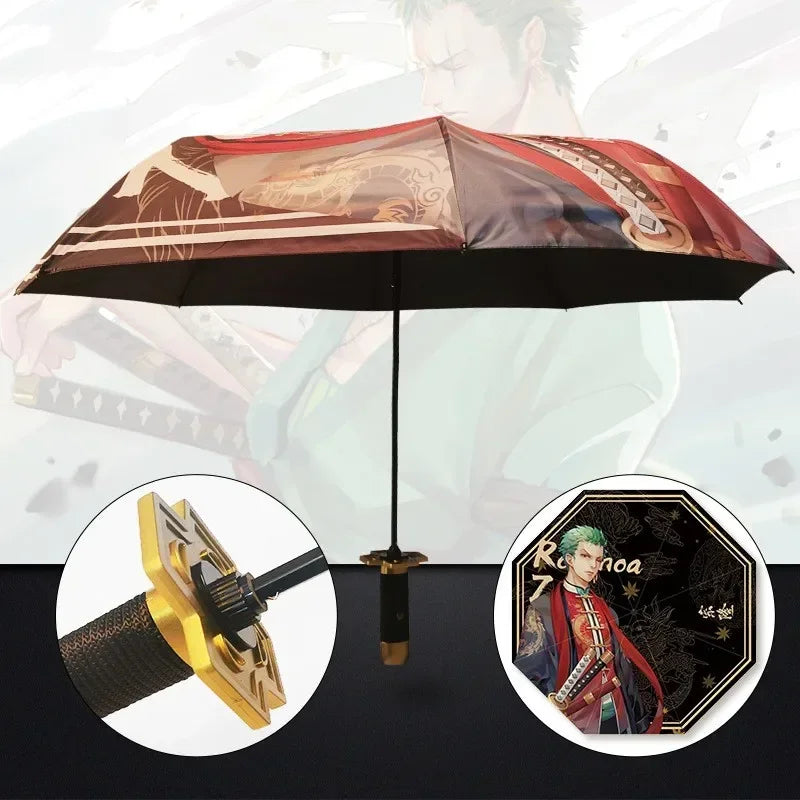 Demon Slayer Katana Umbrella - Guarda-Chuva Kimetsu no Yaiba, Zoro | Proteção Solar e Chuva