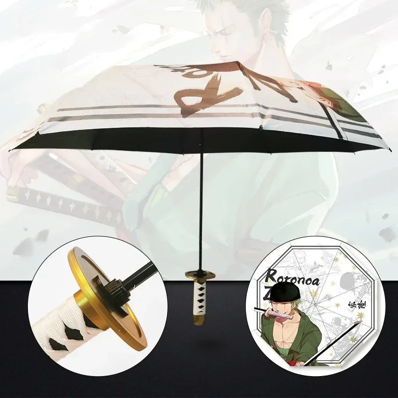 Demon Slayer Katana Umbrella - Guarda-Chuva Kimetsu no Yaiba, Zoro | Proteção Solar e Chuva