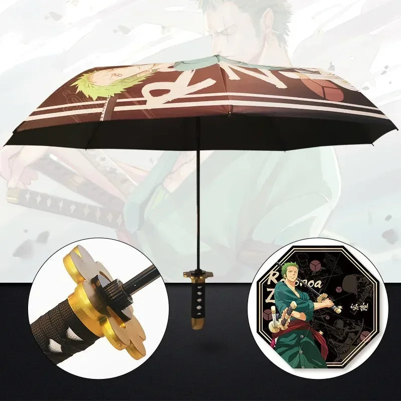 Demon Slayer Katana Umbrella - Guarda-Chuva Kimetsu no Yaiba, Zoro | Proteção Solar e Chuva