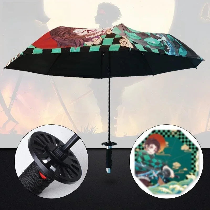 Demon Slayer Katana Umbrella - Guarda-Chuva Kimetsu no Yaiba, Zoro | Proteção Solar e Chuva