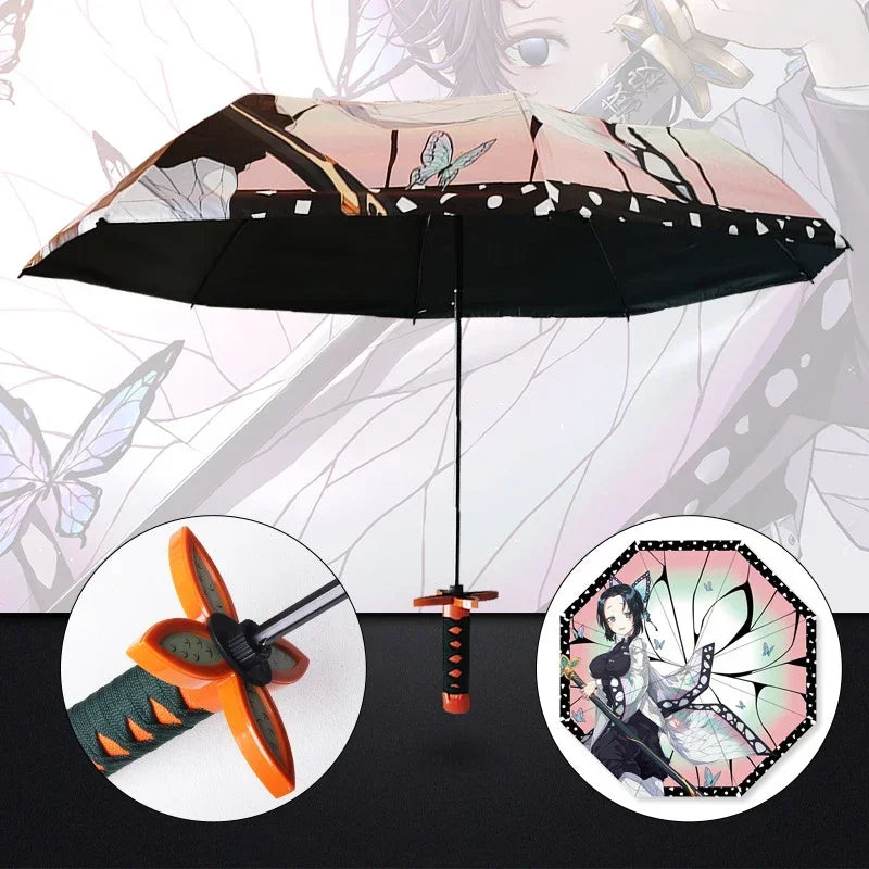 Demon Slayer Katana Umbrella - Guarda-Chuva Kimetsu no Yaiba, Zoro | Proteção Solar e Chuva