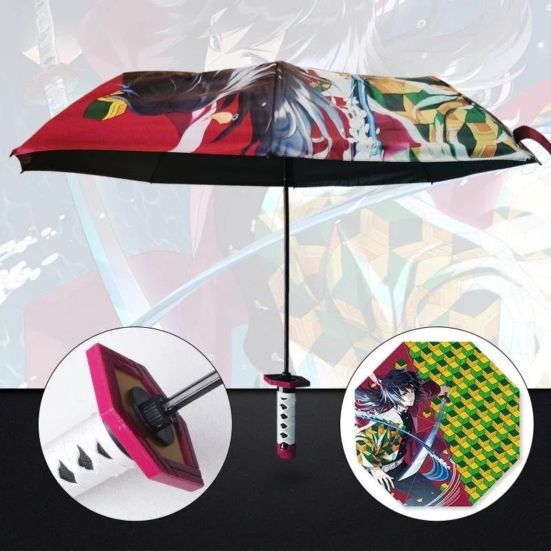 Demon Slayer Katana Umbrella - Guarda-Chuva Kimetsu no Yaiba, Zoro | Proteção Solar e Chuva