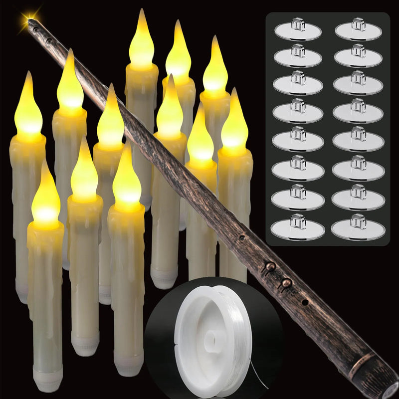 Varinhas Mágicas Harry Potter: Set de Velas Flutuantes LED com Varinha de Controle