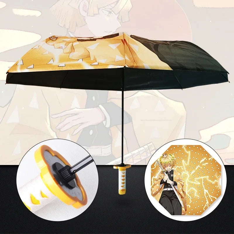 Demon Slayer Katana Umbrella - Guarda-Chuva Kimetsu no Yaiba, Zoro | Proteção Solar e Chuva