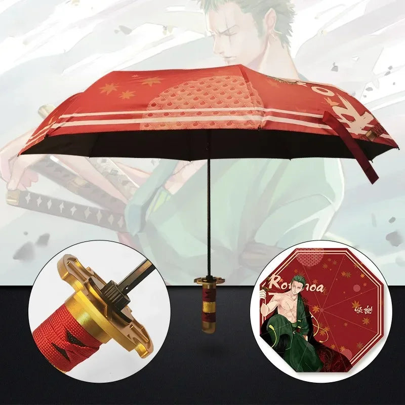 Demon Slayer Katana Umbrella - Guarda-Chuva Kimetsu no Yaiba, Zoro | Proteção Solar e Chuva