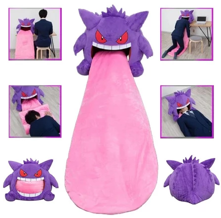 Almofada Gengar com Cobertor - Pelúcia Confortável 2 em 1